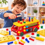 Jeu de construction camion en bois pour enfants