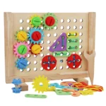 Jeu éducatif en bois avec engrenages pour enfants